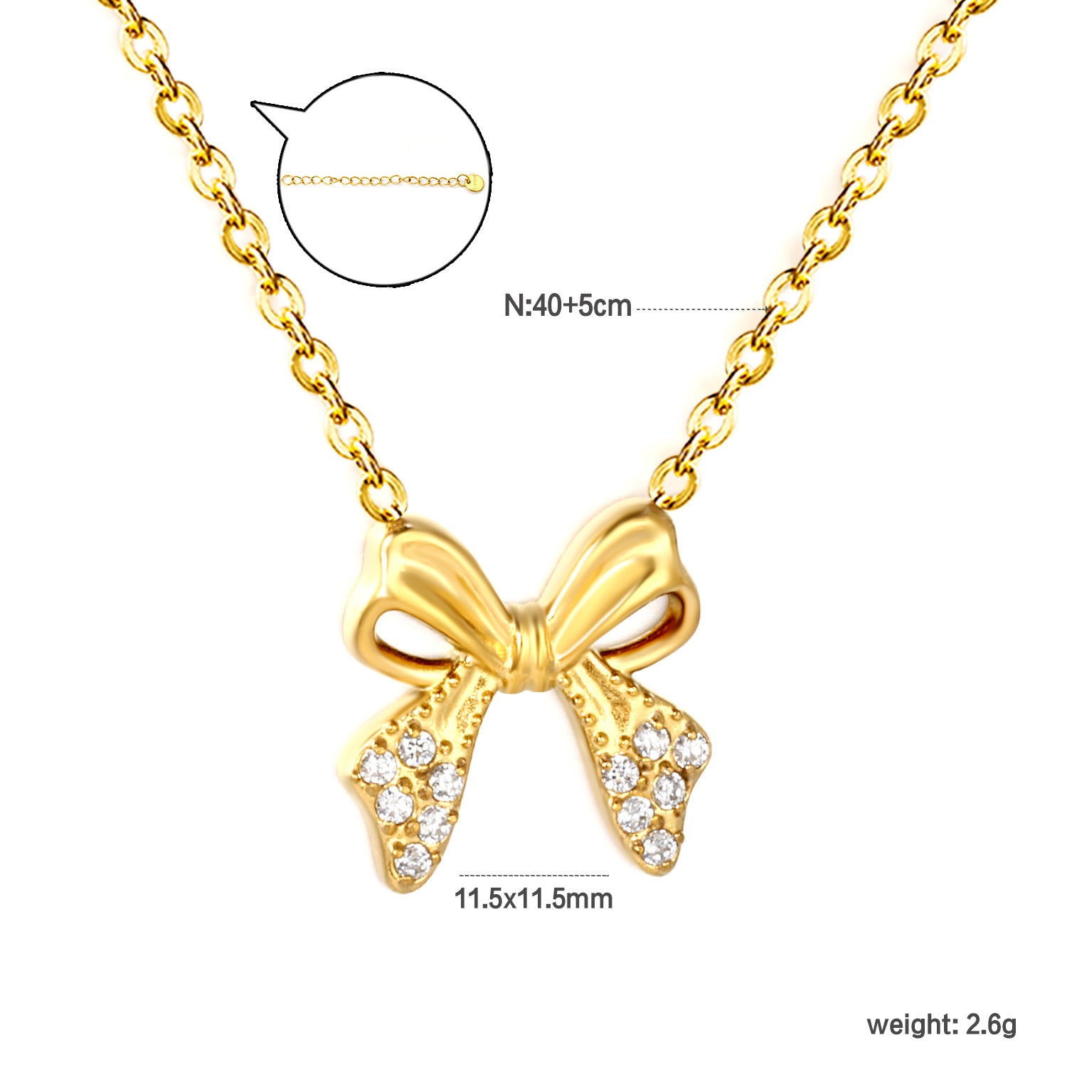 Damen Halskette mit funkelndem Schleifenanhänger aus hochwertigem Edelstahl Shop Nory