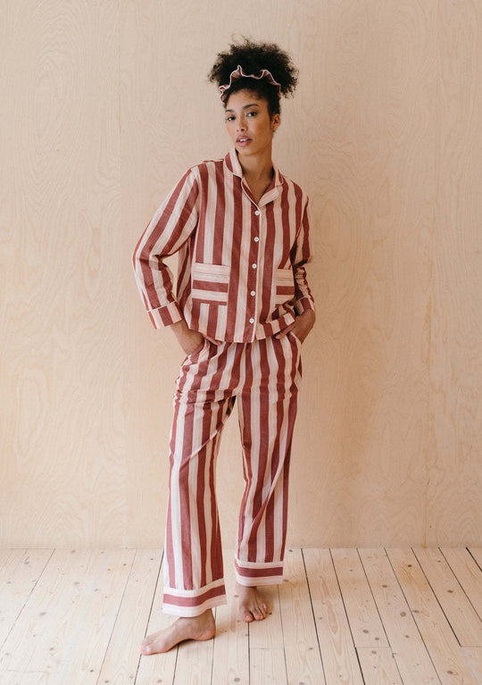 Damen Pyjama-Set mit modischem Streifenmuster