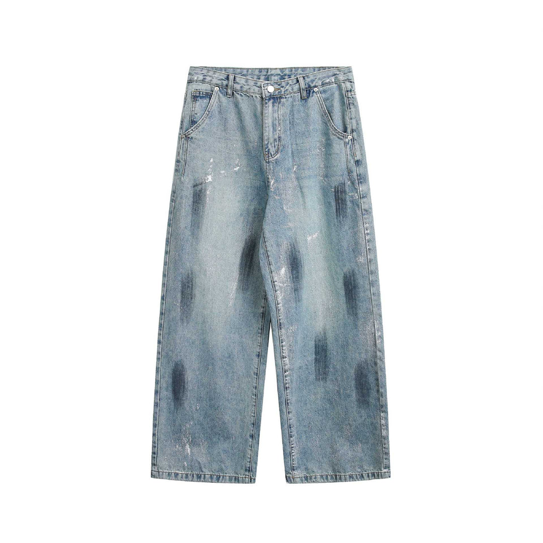 Damen weite Cropped-Jeans hochtailliert mit Used‑Effekt und Fleckoptik Shop Nory