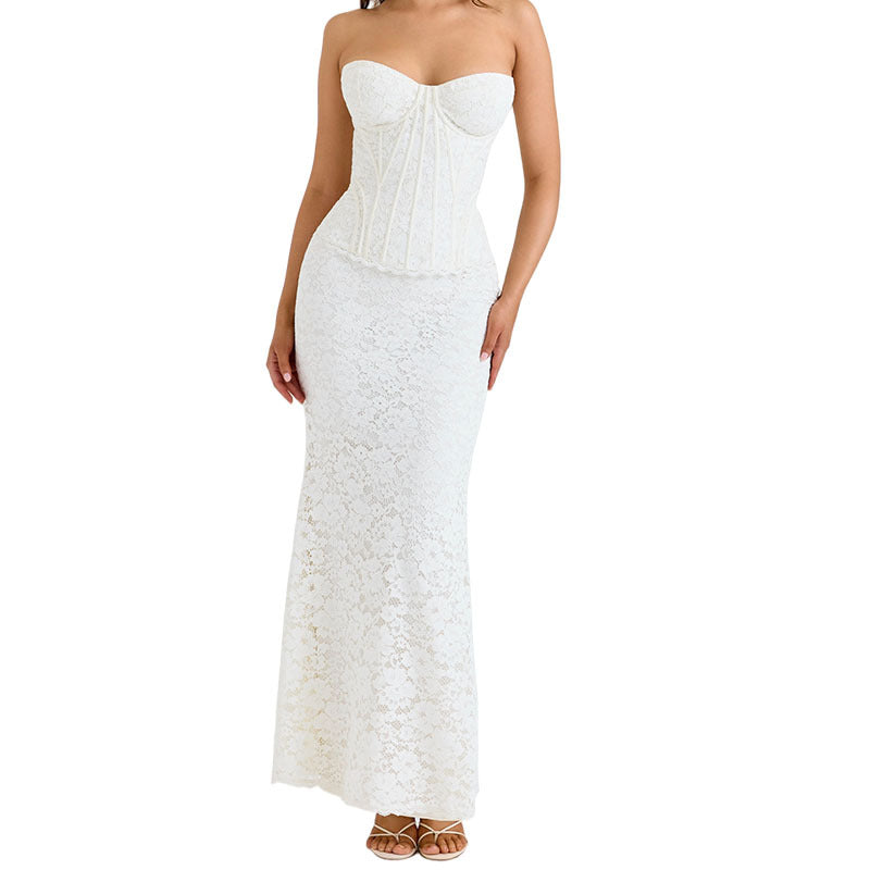 Damen Spitzen-Corsagenkleid