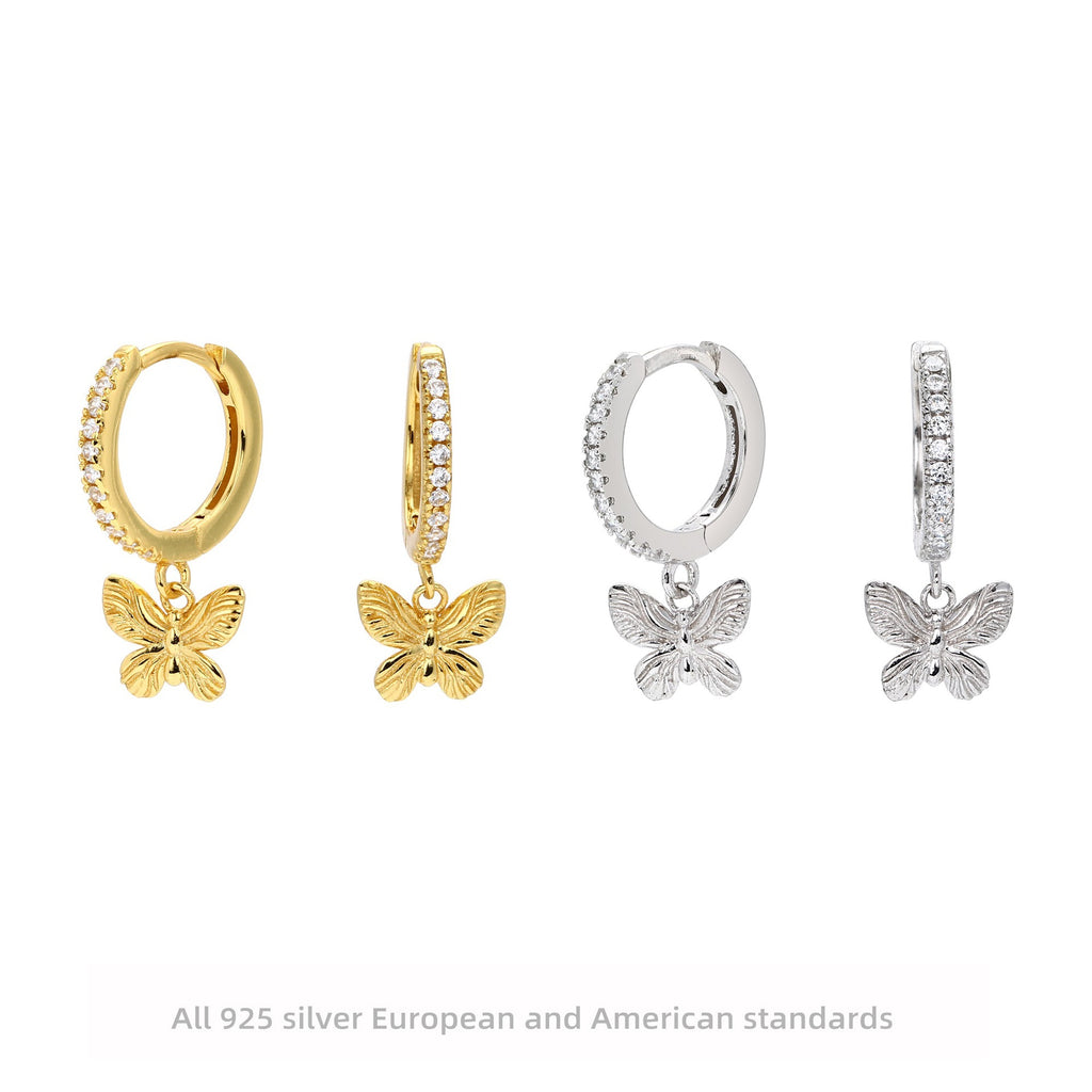 Damen Ohrhänger mit filigranem Schmetterlingsanhänger aus 925 Sterling Silber Shop Nory