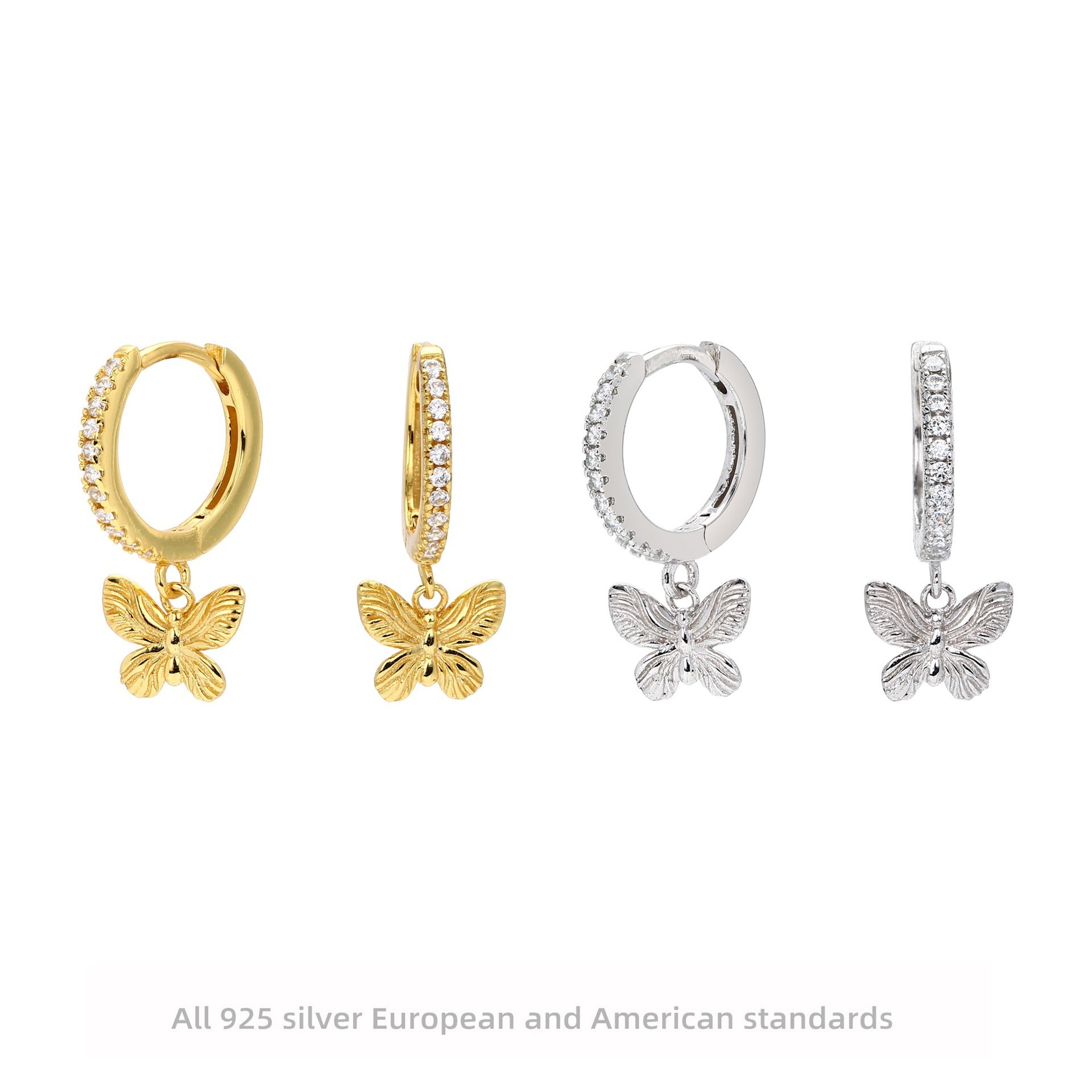 Damen Ohrhänger mit filigranem Schmetterlingsanhänger aus 925 Sterling Silber Shop Nory