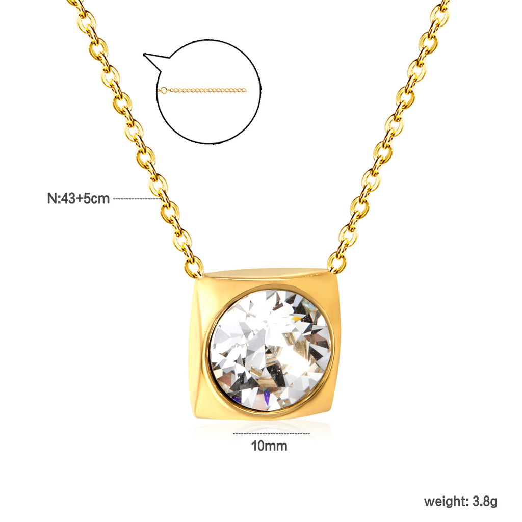 Damen Halskette mit quadratischem Kristallanhänger aus hochwertigem Edelstahl Shop Nory