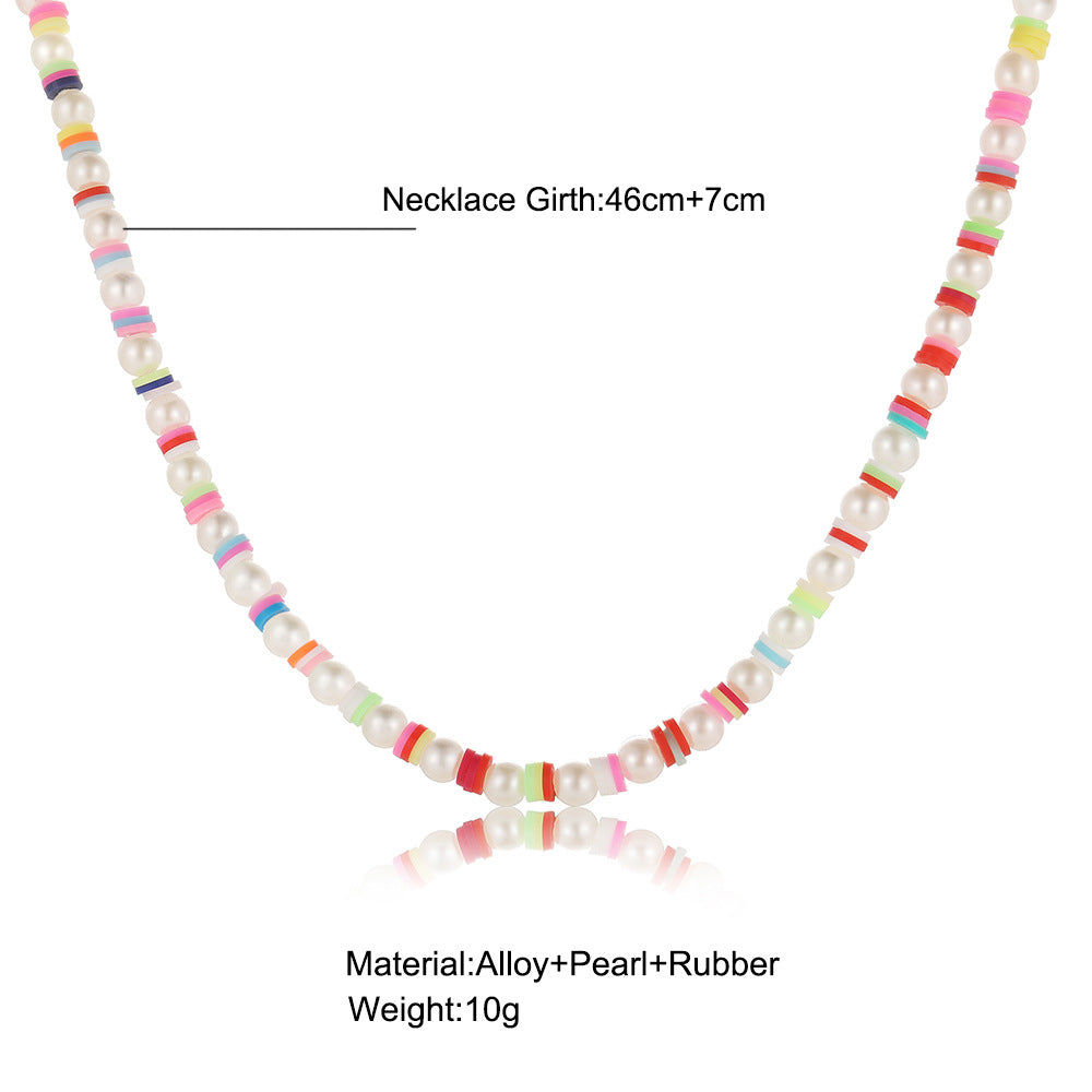 Damen farbenfrohe und verspielte Halskette mit Perlen Shop Nory