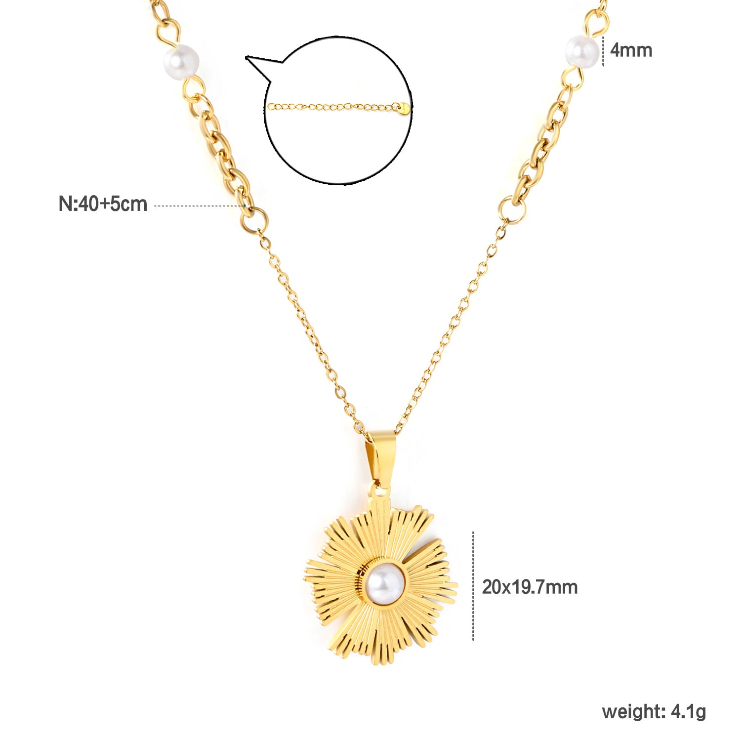 Damen Halskette mit Muschel-Anhänger und eleganter Perlenakzent Shop Nory