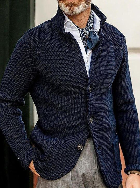 Herren Strickjacke mit Stehkragen und Strukturstrick Shop Nory