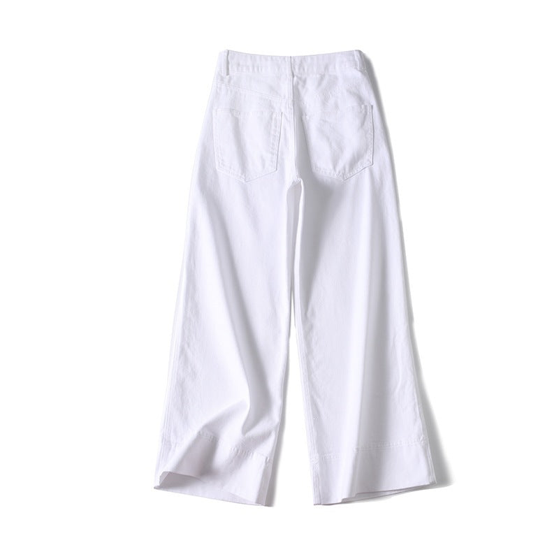 Damen Weite hochtaillierte Palazzo-Hose aus Baumwollmix mit Umschlagsaum Shop Nory