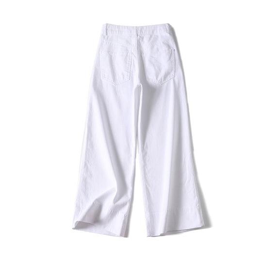 Damen Weite hochtaillierte Palazzo-Hose aus Baumwollmix mit Umschlagsaum Shop Nory