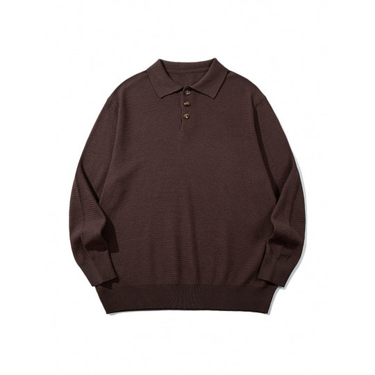 Unisex Boxy-Feinstrick-Poloshirt mit Henley-Knopfleiste, Rippbündchen und Raglanärmeln Shop Nory
