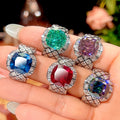 Luxus Cocktail Statement Edelstein Halo Ring mit Pave Kristallband