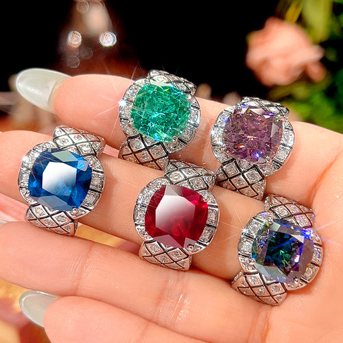 Luxus Cocktail Statement Edelstein Halo Ring mit Pave Kristallband