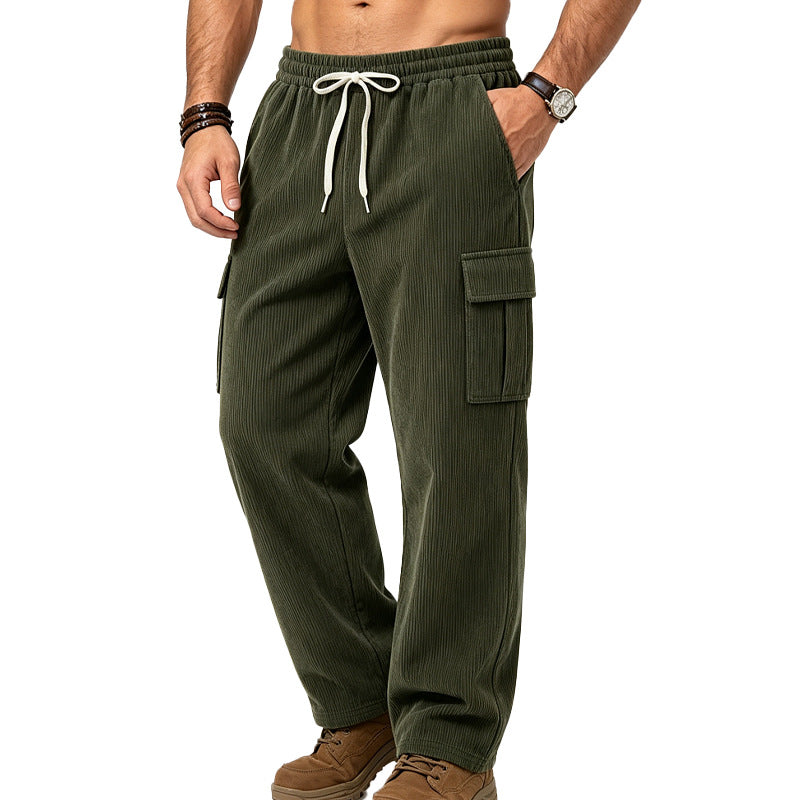 Herren Lässige Cord-Cargo-Hose mit elastischem Bund und Kordelzug Shop Nory