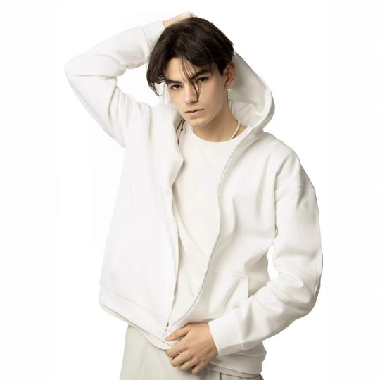 Herren nan minimalistischer Zip-Hoodie mit cleanem Oversize-Schnitt und weichem French-Terry-Futter Shop Nory
