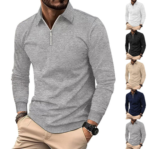 Herren hochwertiger Strickpullover mit Stehkragen und modischem Reißverschluss