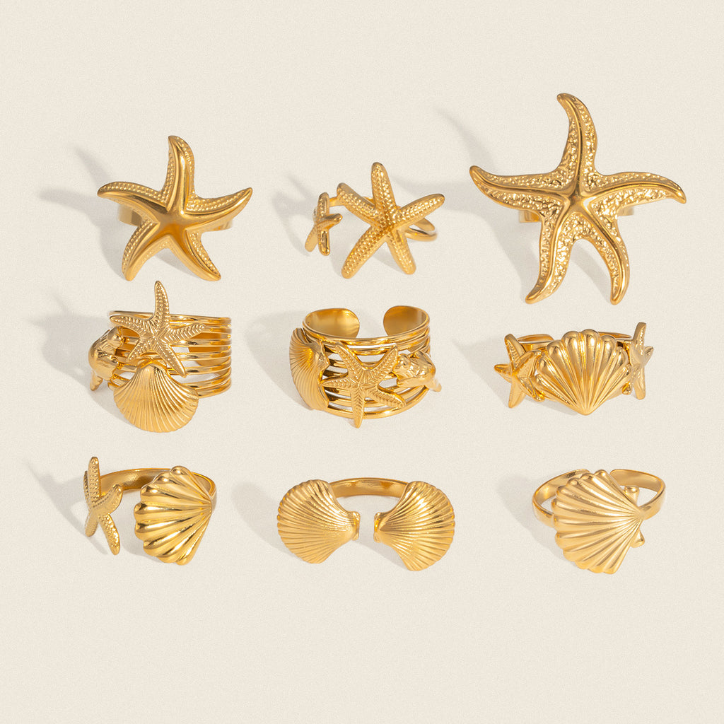 Damen Verstellbarer Sternenhaut Ring mit Edelstahlverarbeitung Shop Nory