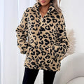 Damen Fleece-Pullover mit stylischem Leopardenmuster