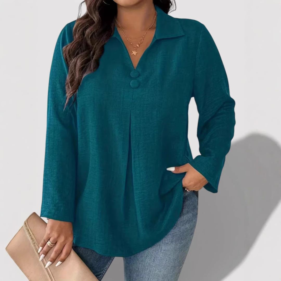 Damen Eleganter Langarmshirt mit Knopfdetails