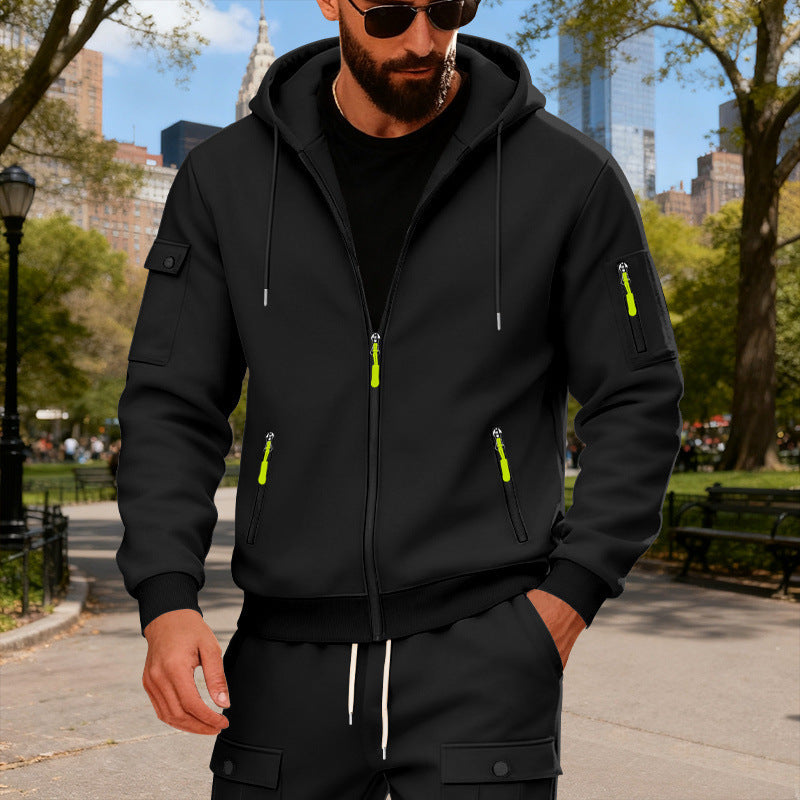 Herren sportlicher Kapuzenpullover mit modischen Schnellverschlüssen und praktischen Taschen