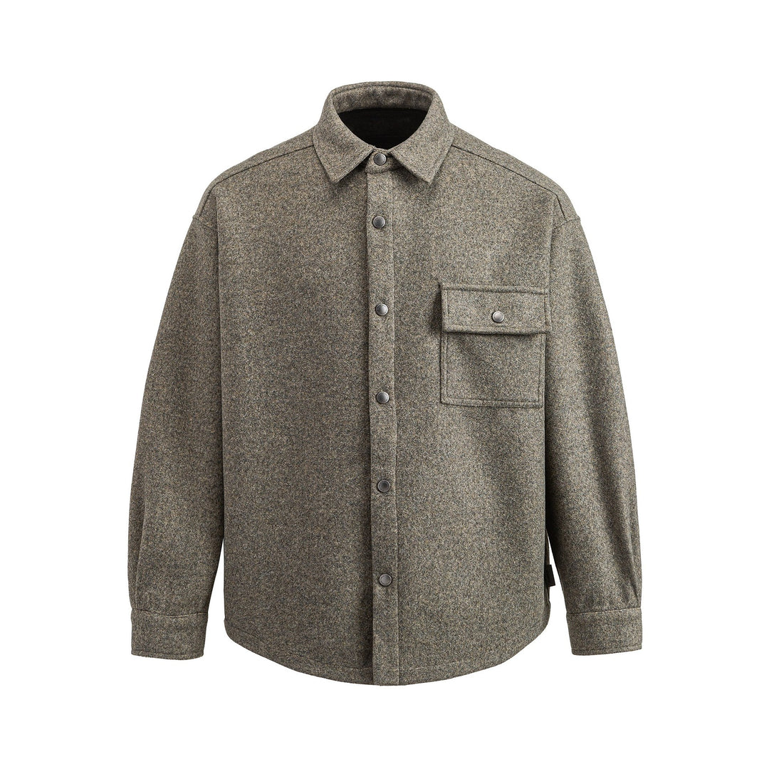 Herren Wollmix Overshirt im Hemdjackenstil mit Druckknopffront und Pattentasche Shop Nory