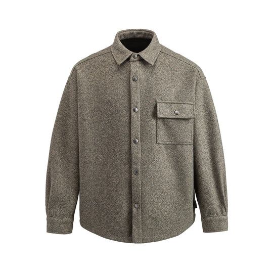 Herren Wollmix Overshirt im Hemdjackenstil mit Druckknopffront und Pattentasche Shop Nory