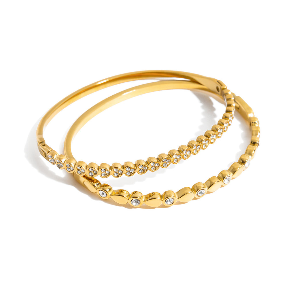 Damen Offenes Armreif mit modernem Knoten-Design aus hypoallergenem Edelstahl Shop Nory