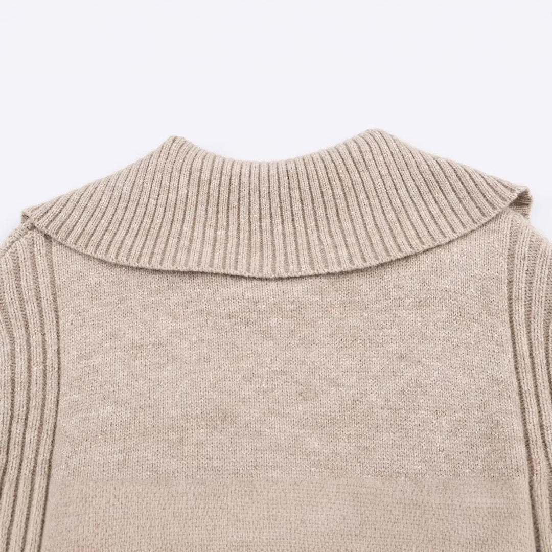 Damen Strickcardigan mit oversized Segelkragen und Zopfmuster-Details Shop Nory