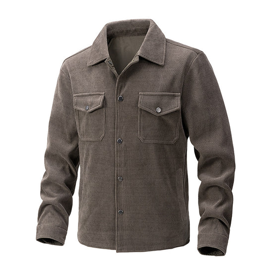 Herren Cordjacke mit Kentkragen, Brusttaschen und Druckknopfverschluss Shop Nory