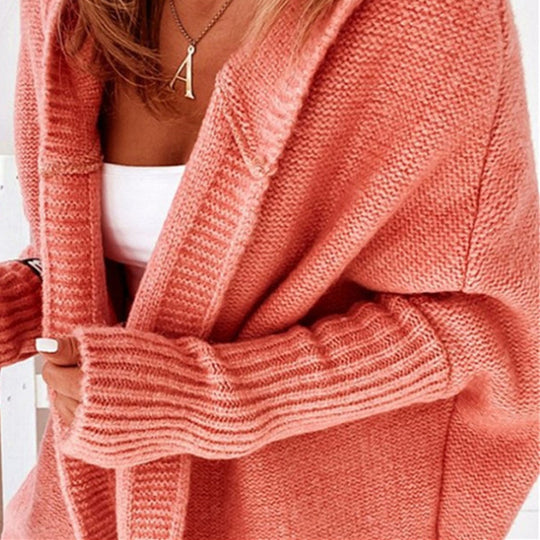 Damen Longline Kapuzen-Strickcardigan mit offener Front Shop Nory