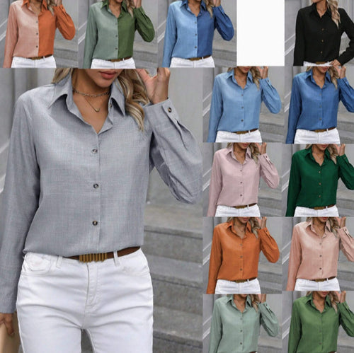 Damen Leichte Hemdbluse aus Leinenoptik mit klassischem Kragen und geradem Schnitt Shop Nory