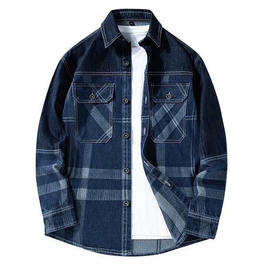 Herren Gemusterte Hemdjacke im Denim-Stil Shop Nory