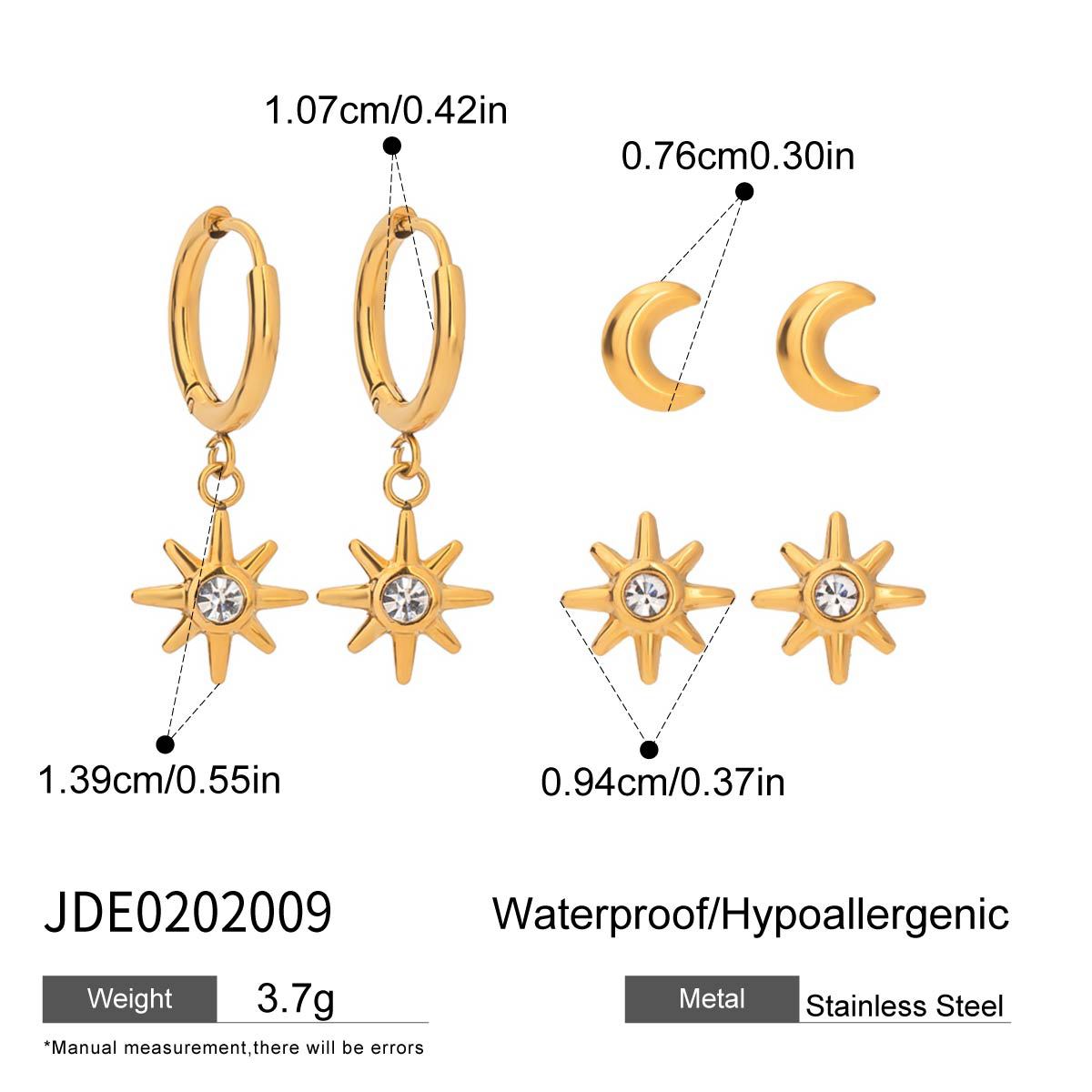 Damen Ohrhänger mit funkelndem Stern- und Monddesign aus hypoallergenem Edelstahl Shop Nory