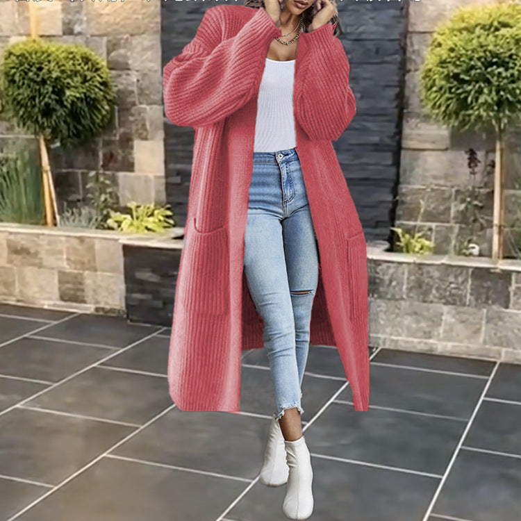 Damen Großer Strickmantel mit tiefen Taschen und lässigem Schnitt