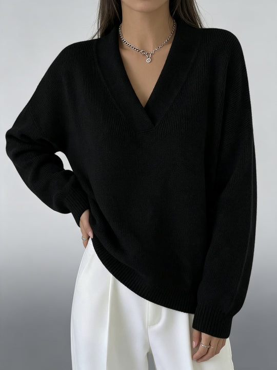 Damen Kaschmir-Touch V-Ausschnitt Relax-Pullover mit Raglanärmeln Shop Nory