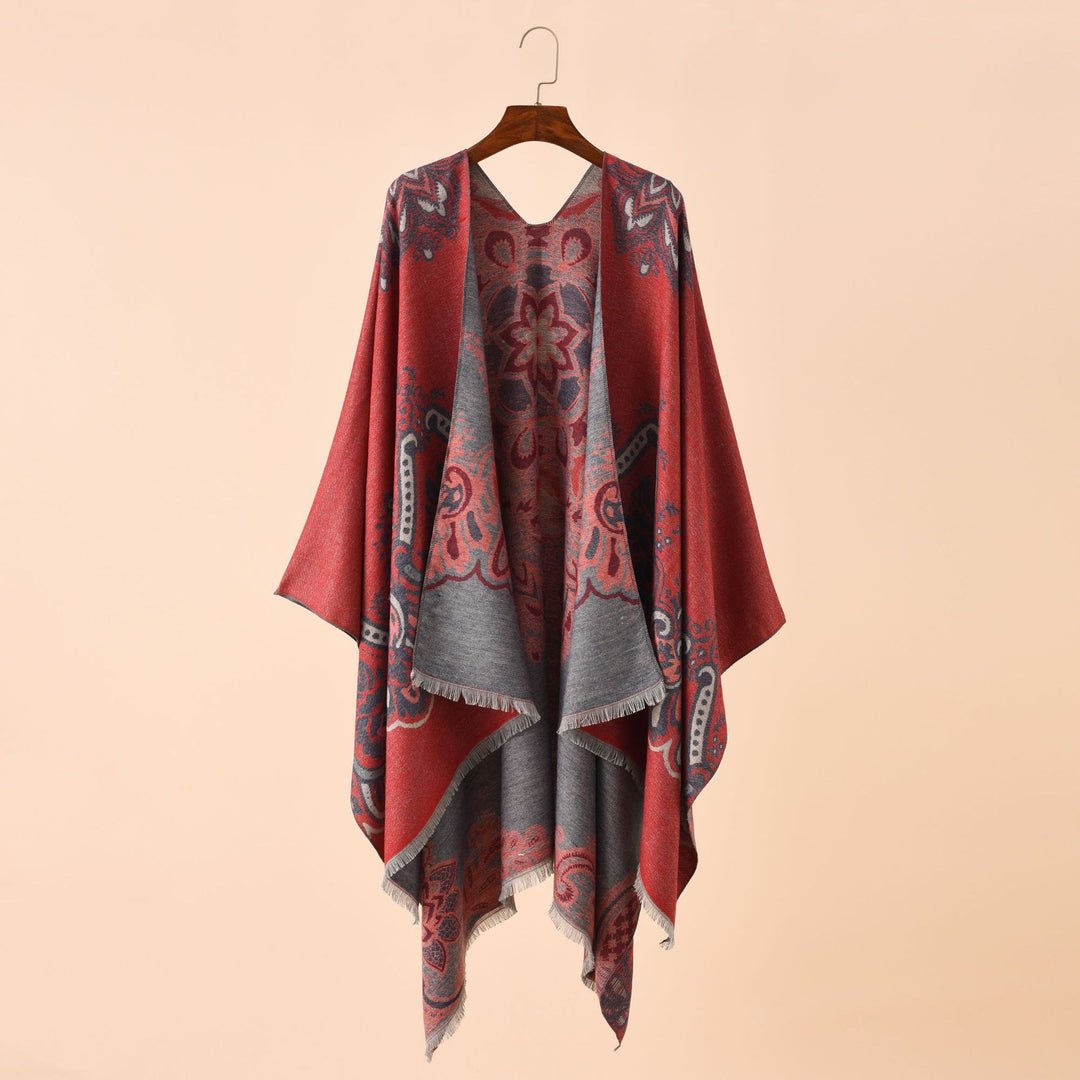 Damen Leichter Jacquard-Überwurf mit kaschmirähnlichem Griff und Fransensaum Shop Nory