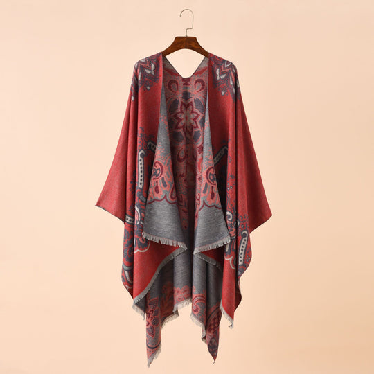 Damen Leichter Jacquard-Überwurf mit kaschmirähnlichem Griff und Fransensaum Shop Nory