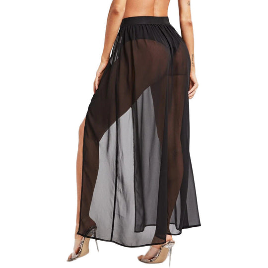Damen Eleganter Wickelrock aus leichtem Chiffon mit hohem Schlitz