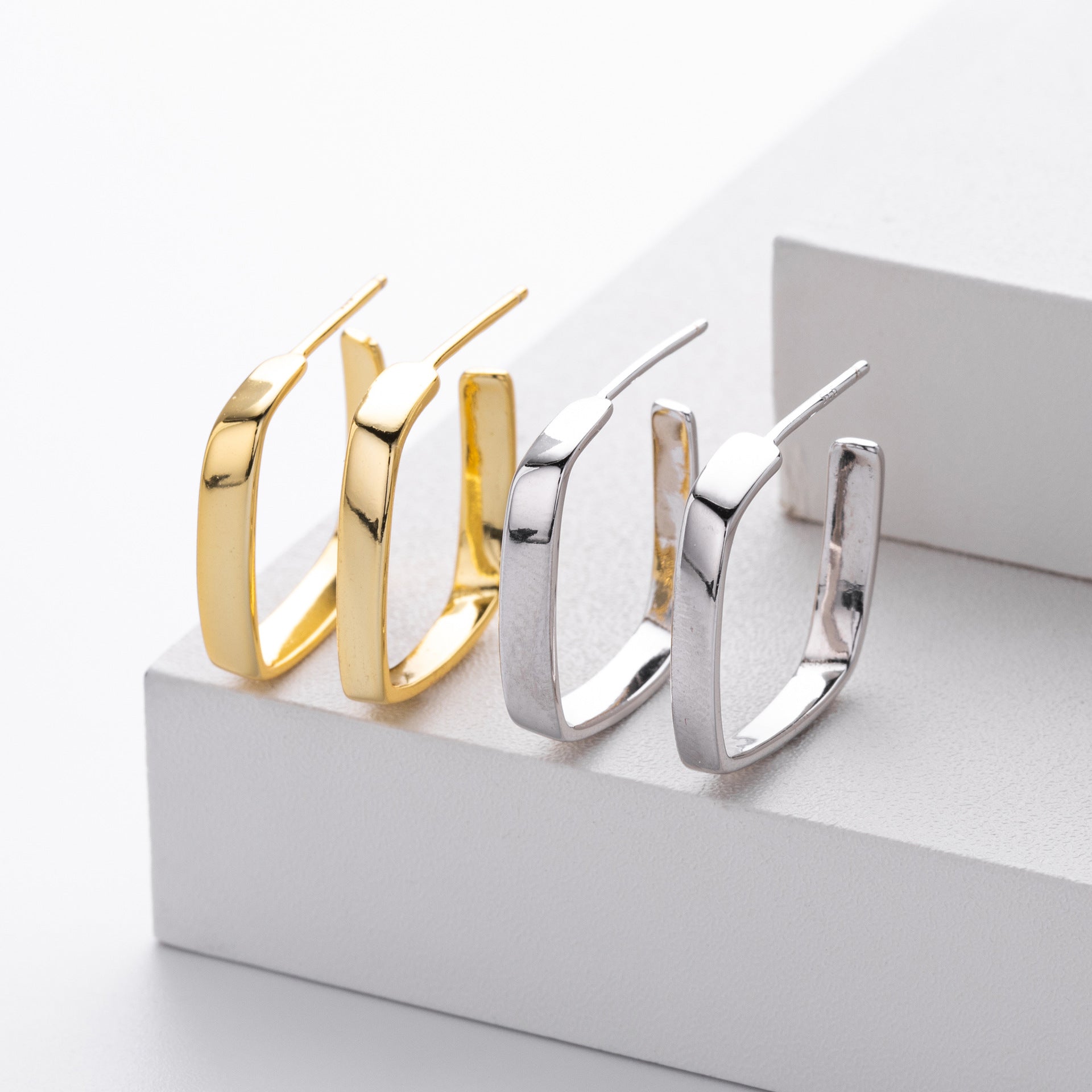 Damen Ohrhänger mit elegantem quadratischem Design aus hochwertigem 925 Sterling Silber Shop Nory