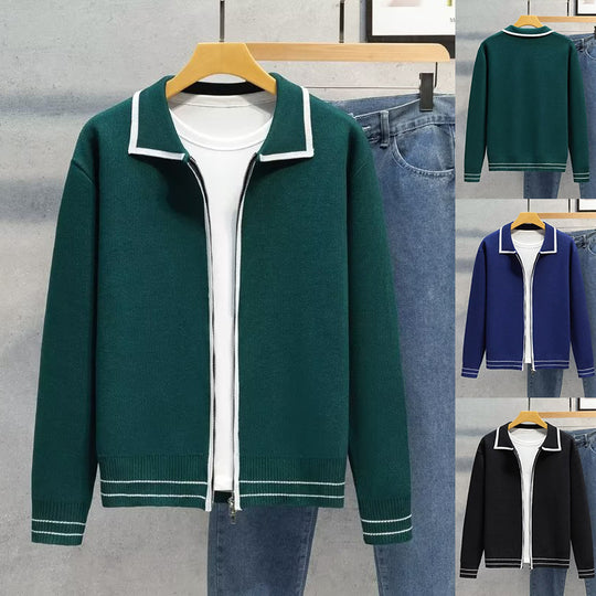 Damen Modische Strickjacke mit Reißverschluss und Kontrastdetails Shop Nory