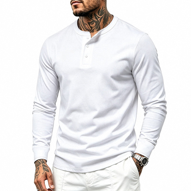 Herren Langarm-Henleyshirt aus feiner Waffelstruktur mit 3-Knopf-Leiste Shop Nory
