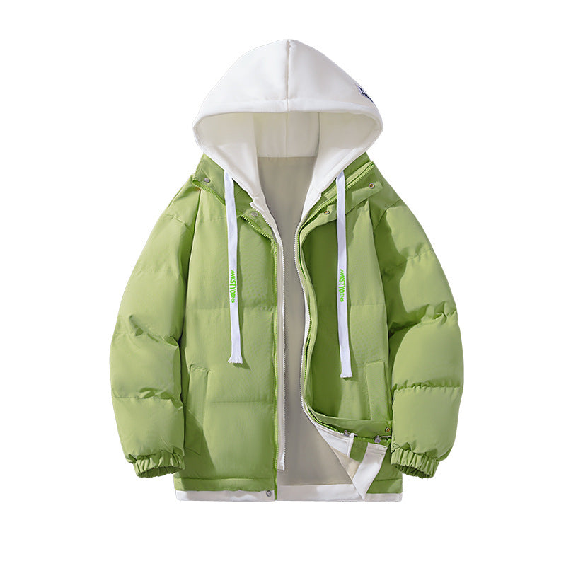 Damen Zweilagige gesteppte Kapuzenjacke mit kontrastfarbener Kapuze, Kordelzug und elastischen Bündchen Shop Nory