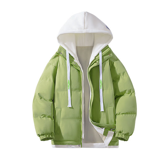 Damen Zweilagige gesteppte Kapuzenjacke mit kontrastfarbener Kapuze, Kordelzug und elastischen Bündchen Shop Nory