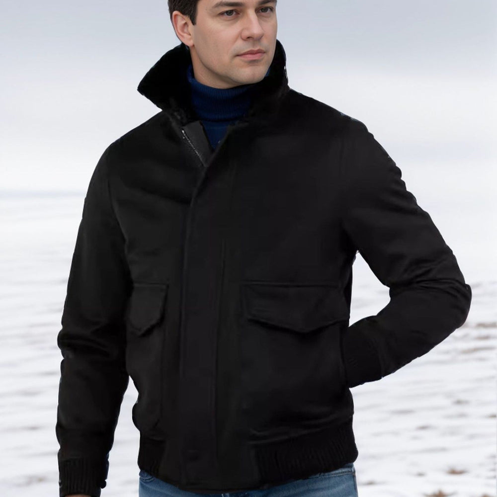 Herren modische Bomberjacke mit warmem Kragen