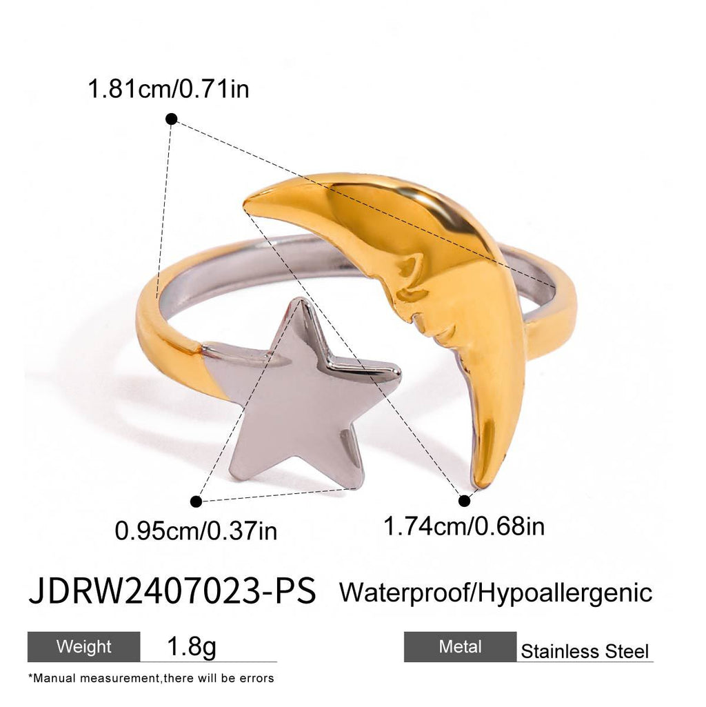 Damen Schmuckring mit minimalistischem Mond und Stern Design Shop Nory