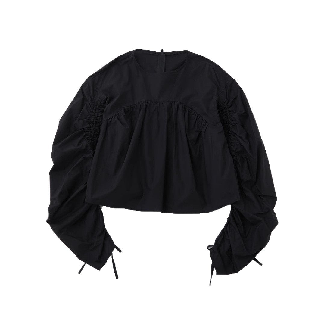 Damen Kurzbluse mit gerafften Ballonärmeln Shop Nory