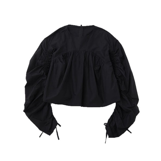 Damen Kurzbluse mit gerafften Ballonärmeln Shop Nory
