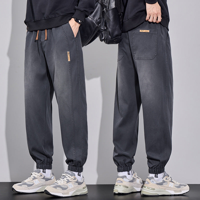 Herren Relaxed-Fit Jogginghose im Denim‑Look mit elastischem Bund, Tunnelzug und geripptem Beinabschluss Shop Nory