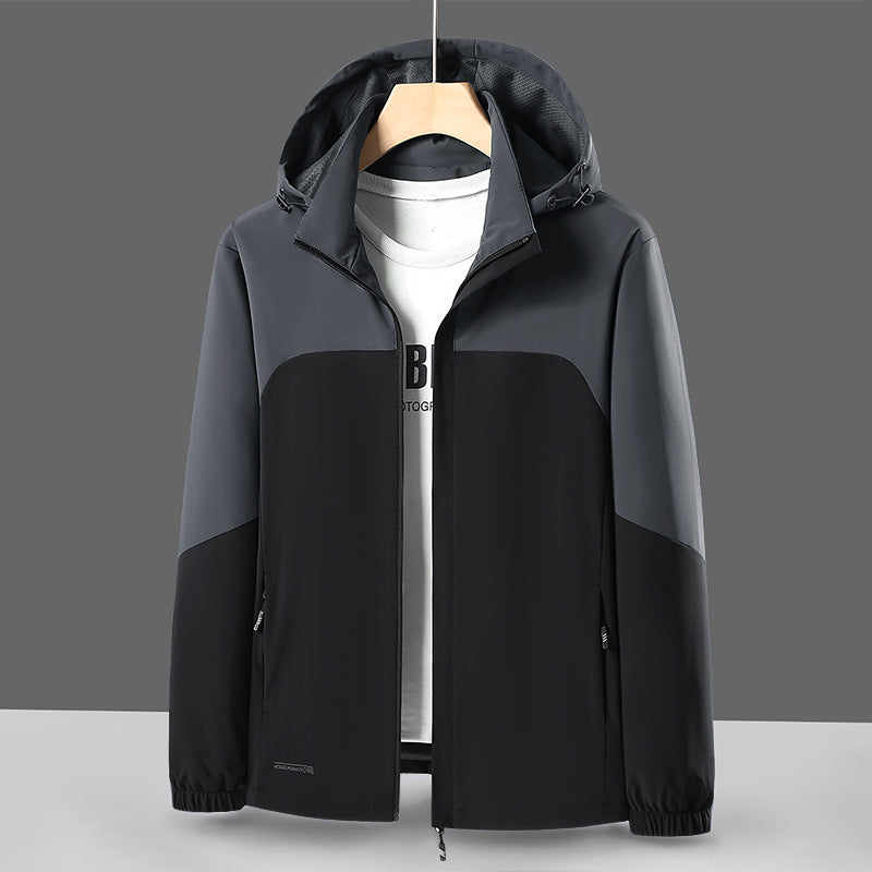 Herren Leichte Softshell-Windjacke mit Kapuze, wasserabweisender Membran und Reißverschlusstaschen Shop Nory