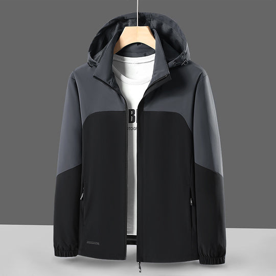 Herren Leichte Softshell-Windjacke mit Kapuze, wasserabweisender Membran und Reißverschlusstaschen Shop Nory