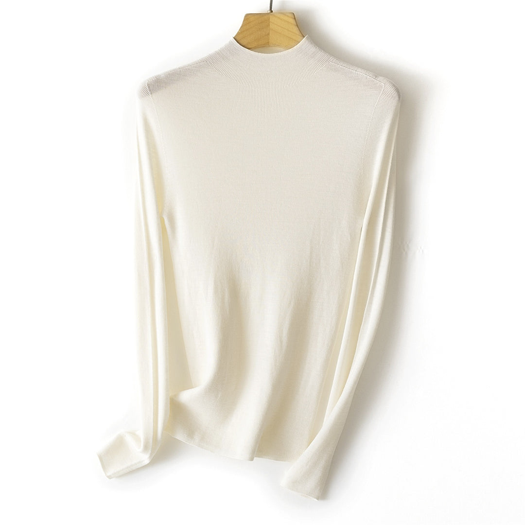 Damen Feinstrick-Longsleeve mit kurzem Stehkragen und schlanker Silhouette Shop Nory