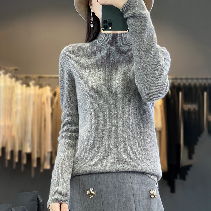 Damen Premium-Feinstrick-Mockneckpullover mit extra langen Ärmelabschlüssen und feiner Rippenstruktur Shop Nory